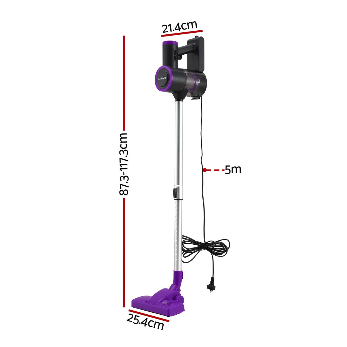 Purple stick vacuum cleaner.