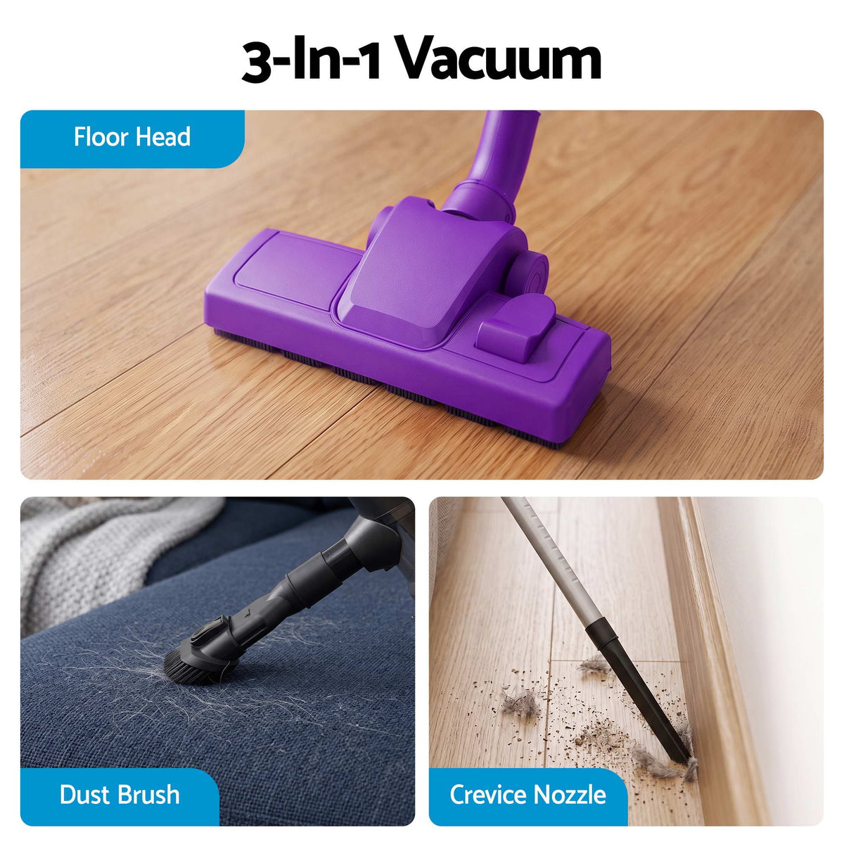 Purple stick vacuum cleaner.