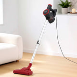 Red stick vacuum cleaner.