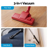 Red stick vacuum cleaner.