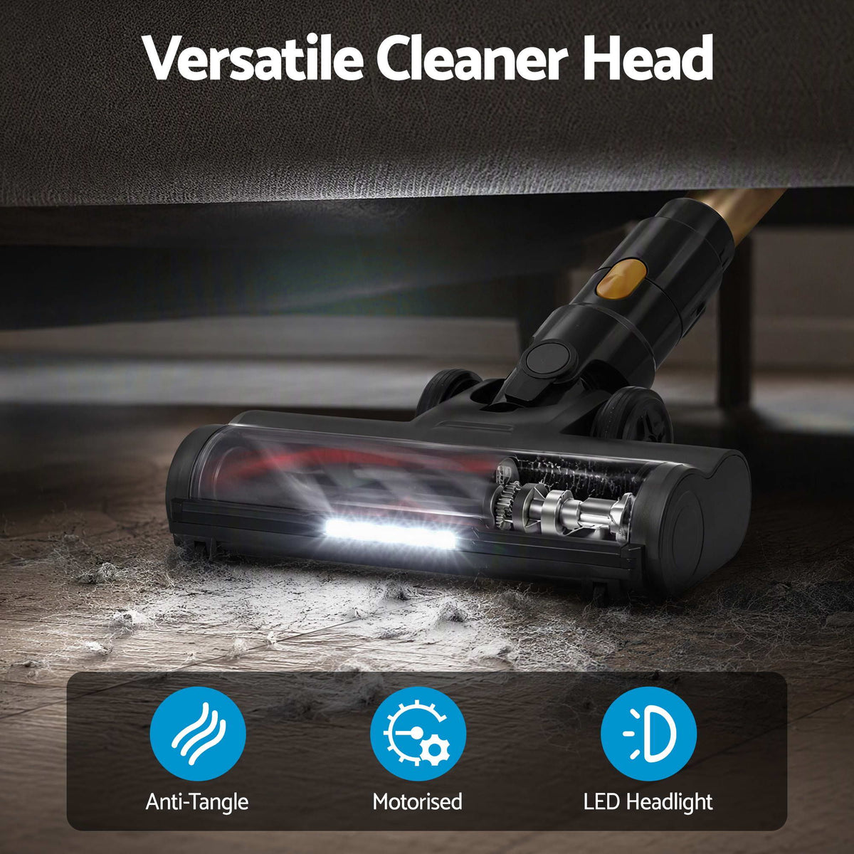 Devanti gold handheld cordless stick vacuum.