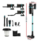 Devanti green handheld cordless stick vacuum.