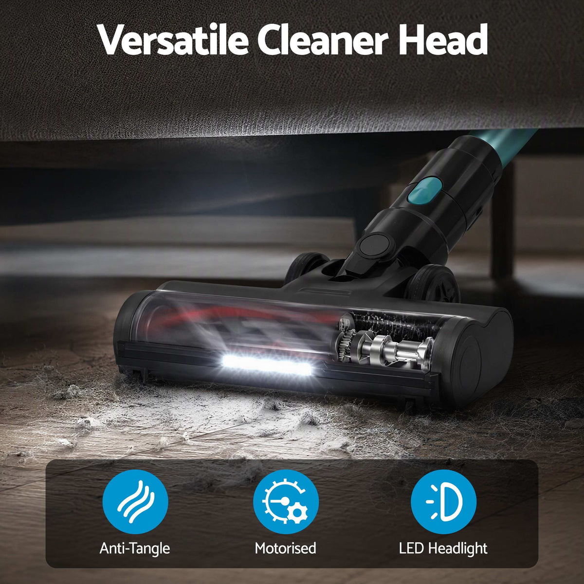 Devanti green handheld cordless stick vacuum.
