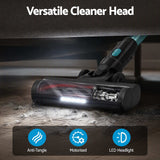 Devanti green handheld cordless stick vacuum.