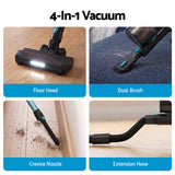 Devanti green handheld cordless stick vacuum.