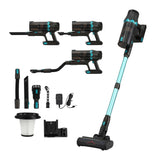 Devanti green handheld cordless stick vacuum.