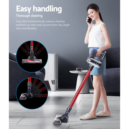 Devanti Stick Vacuum Cleaner Bagless Cordless Red 150W