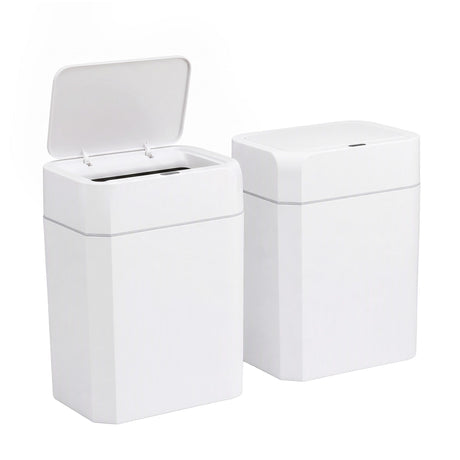White touchless rubbish bin sensor, 12L, battery powered.