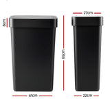 Artiss Rubbish Bin 50L Sensor Kitchen Automatic Motion Plastic Touchless Black