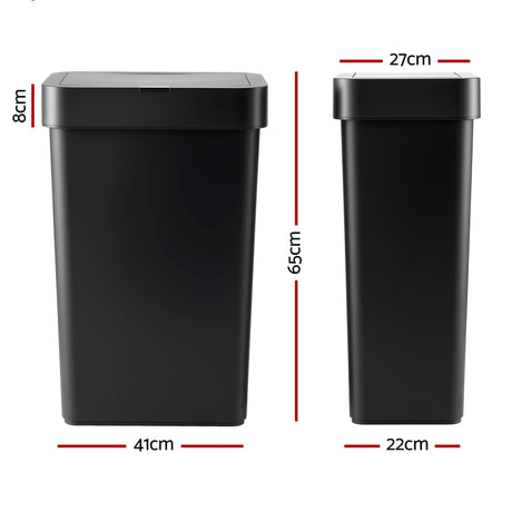 Black plastic touchless rubbish bin sensor, 50L.