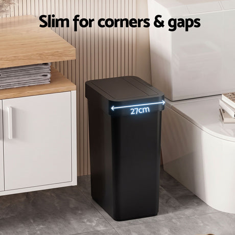 Black plastic touchless rubbish bin sensor, 50L.