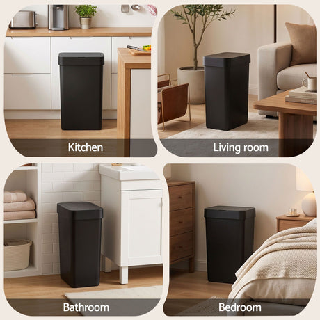Black plastic touchless rubbish bin sensor, 50L.