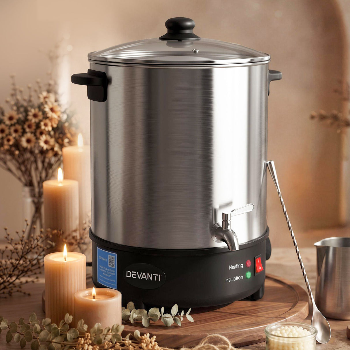 Devanti 16L Wax Melter Candle Making 1500W Melting Pot Furnace Quick Pour Spout Soy Soap