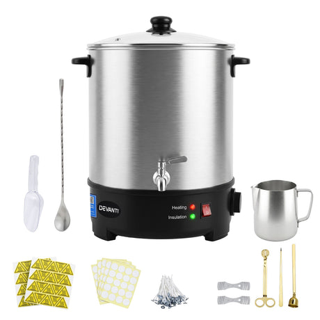 Devanti 16L Wax Melter Candle Making 1500W Melting Pot Furnace Quick Pour Spout Soy Soap.
