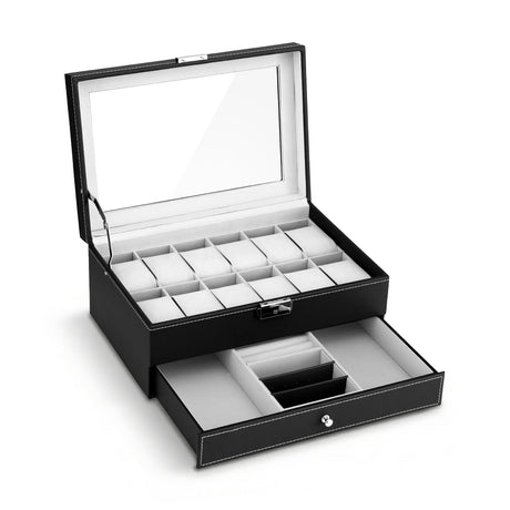 Embellir 12 Grids Watch Box Organizer Case Jewelry Display Storage Showcase.