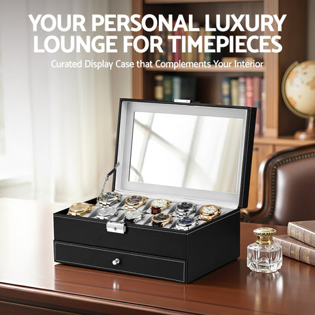 Embellir 12 Grids Watch Box Organizer Case Jewelry Display Storage Showcase.