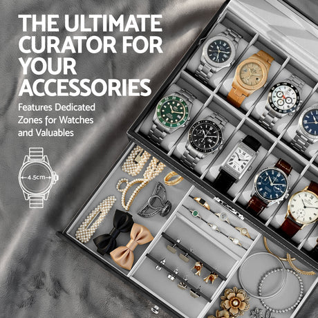Embellir 12 Grids Watch Box Organizer Case Jewelry Display Storage Showcase.