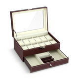 Embellir 12 Grids Watch Box Organizer Case Jewelry Display Storage Showcase.