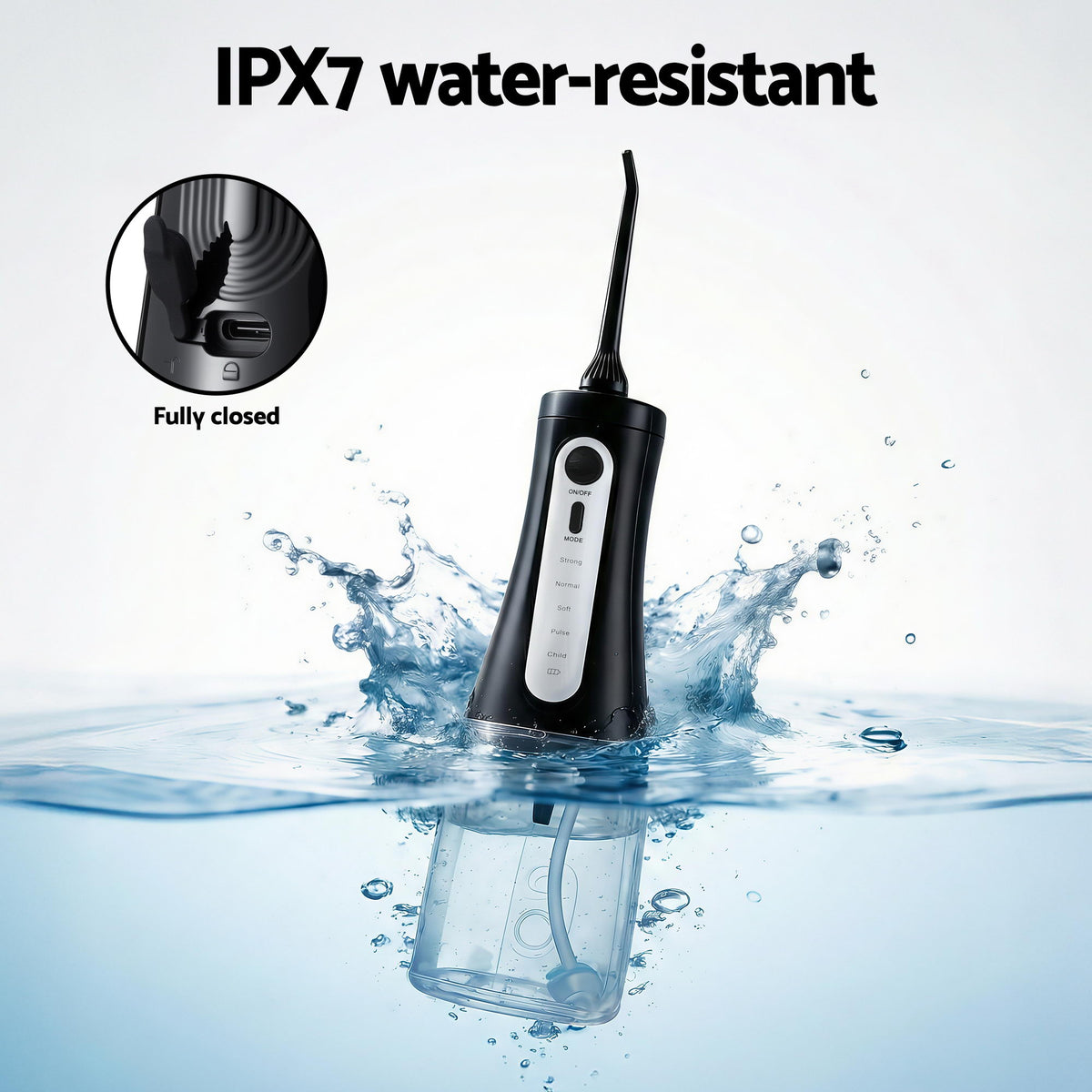 Devanti cordless water flosser with 350ml tank, black