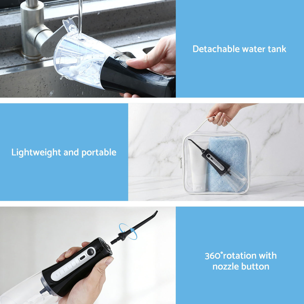 Devanti cordless water flosser with 350ml tank, black
