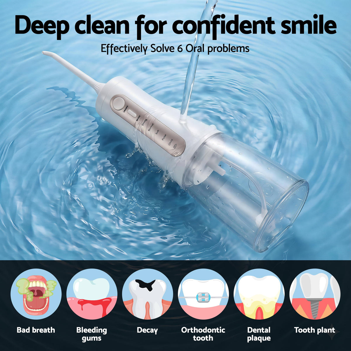 Devanti cordless water flosser with 350ml tank, white