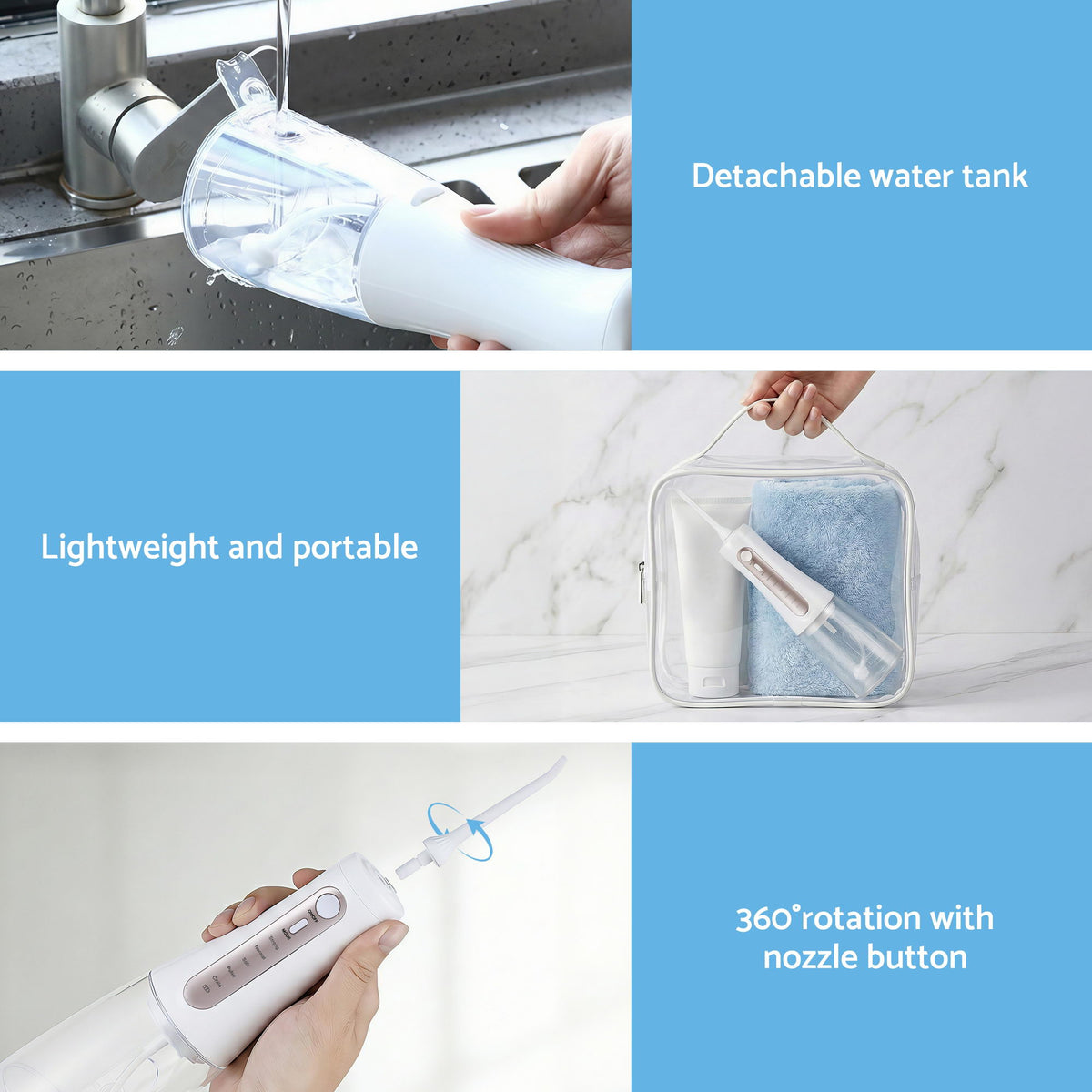 Devanti cordless water flosser with 350ml tank, white