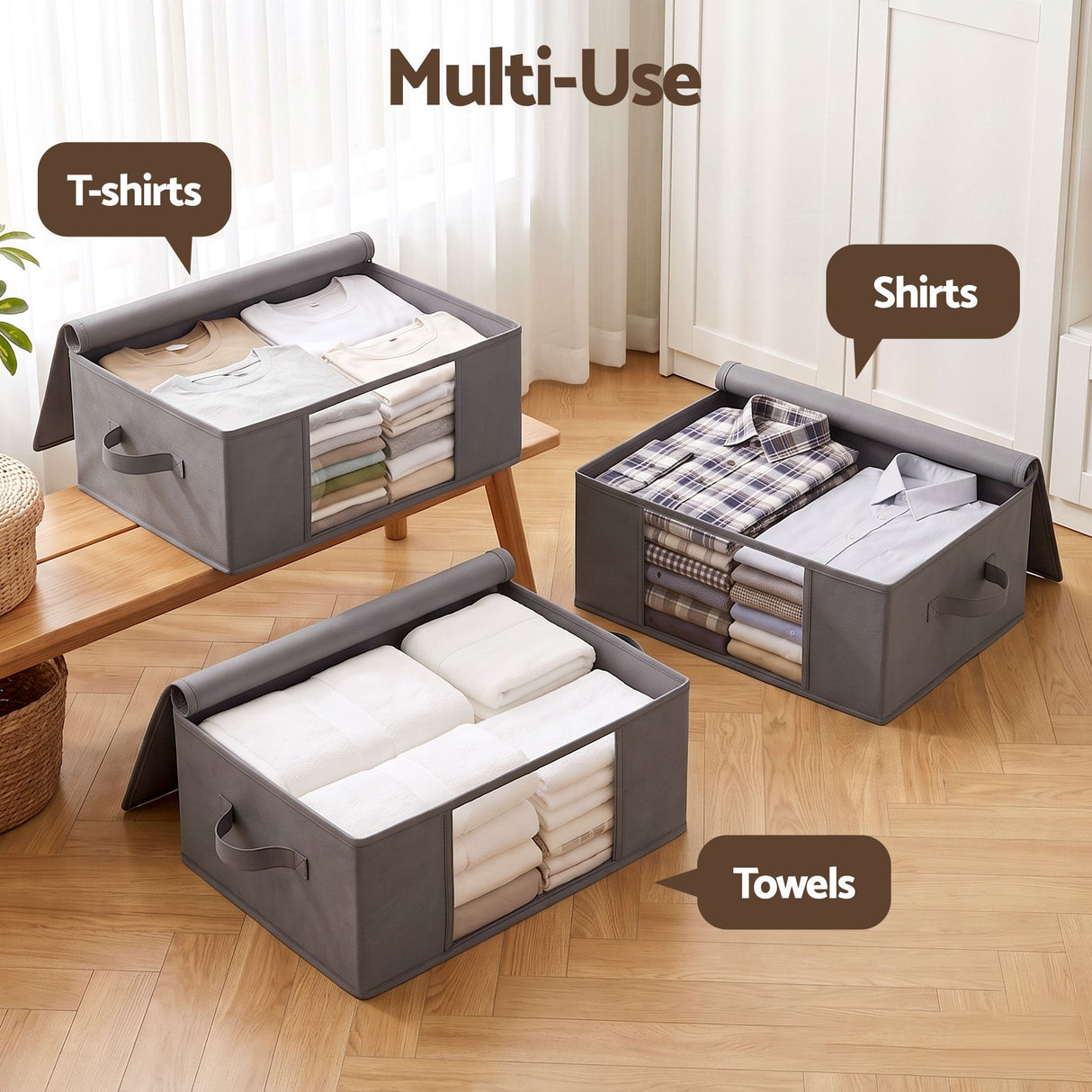 Artiss 6 Packs Clothes Storage Bags 35L Foldable Closet Organizer Storage Bins