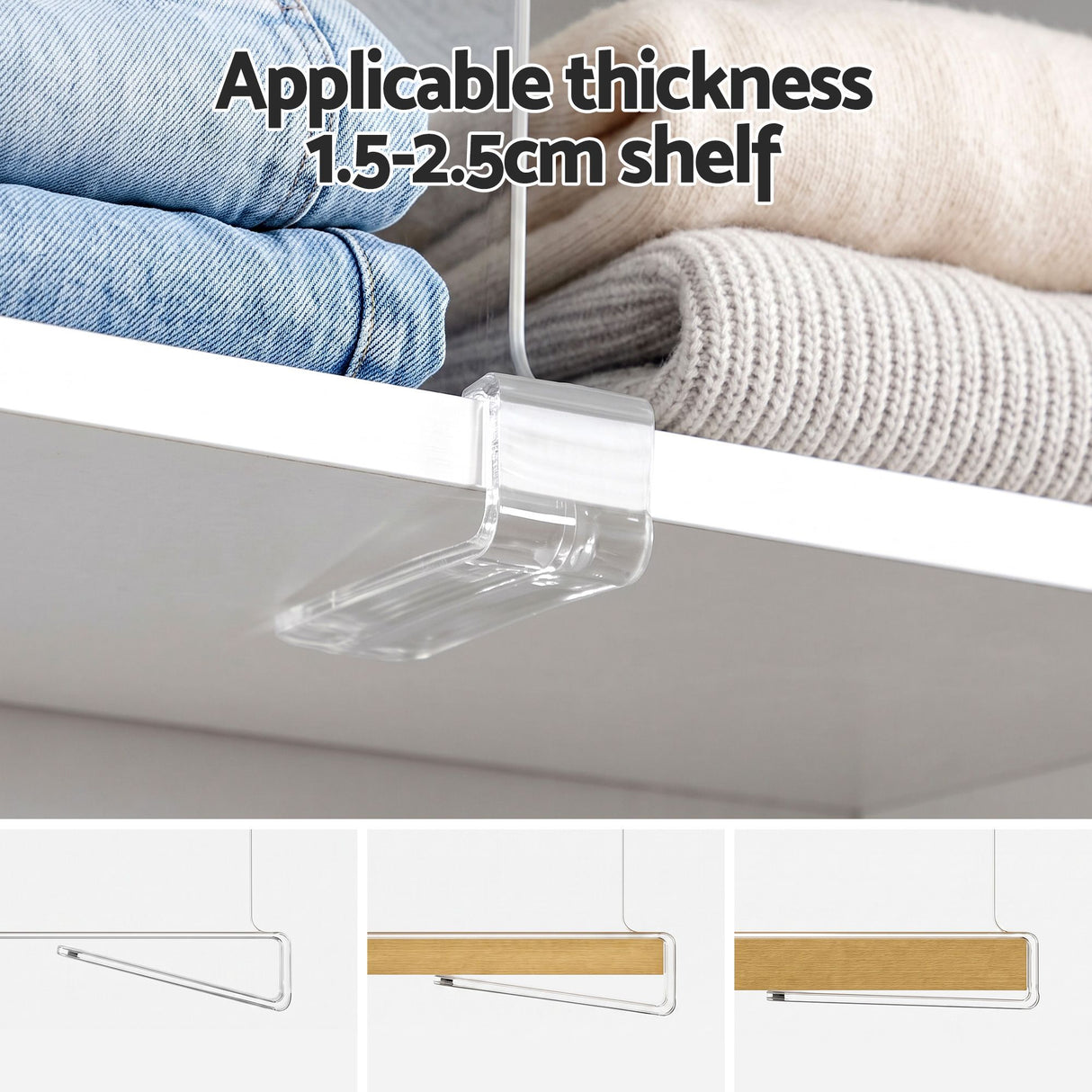 Artiss 6 Pack Closet Organizers and Storage Clear Shelf Dividers - Shoppers Spot Health & Beauty > Personal Care > Deodorants & Anti-Perspirants - Alternate view 5
