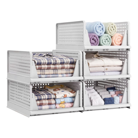 Artiss 5 Pack Stackable Plastic Storage Foldable Closet Organizers - Shoppers Spot Home & Garden > Home Office Accessories > Calendars, Organisers & Planners