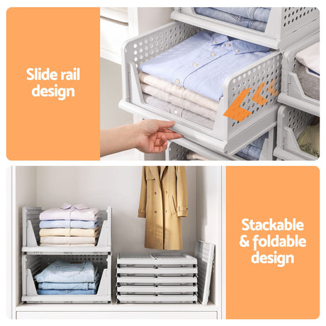 Artiss 5 Pack Stackable Plastic Storage Foldable Closet Organizers - Shoppers Spot Home & Garden > Home Office Accessories > Calendars, Organisers & Planners - Alternate view 5