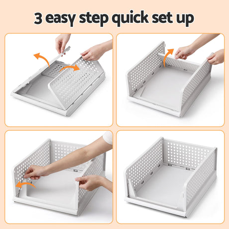 Artiss 5 Pack Stackable Plastic Storage Foldable Closet Organizers - Shoppers Spot Home & Garden > Home Office Accessories > Calendars, Organisers & Planners - Alternate view 7