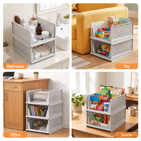 Artiss 5 Pack Stackable Plastic Storage Foldable Closet Organizers - Shoppers Spot Home & Garden > Home Office Accessories > Calendars, Organisers & Planners - Alternate view 8