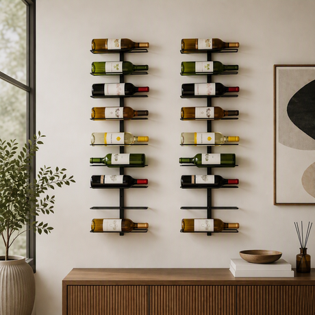 Artiss black wall mounted wine rack, set of 2.