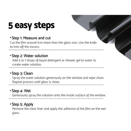 Giantz black glass window tint, 76cm X 7m.