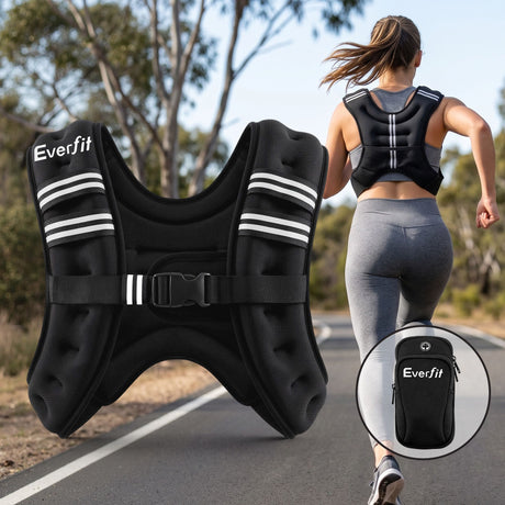 Everfit 3kg Weighted Vest Men Women, Reflective Running Vest with Armband Pouch.