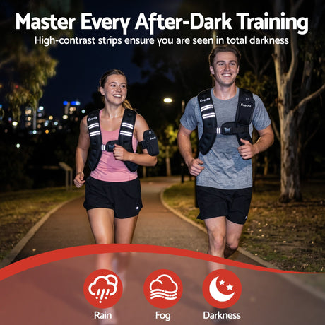 Everfit 3kg Weighted Vest Men Women, Reflective Running Vest with Armband Pouch.