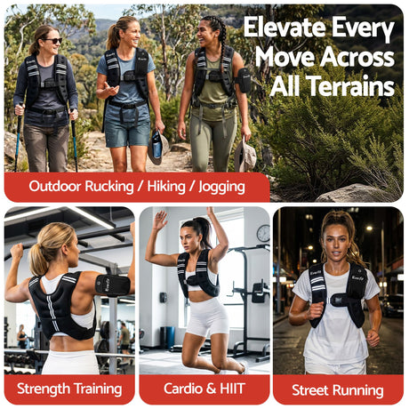 Everfit 3kg Weighted Vest Men Women, Reflective Running Vest with Armband Pouch.