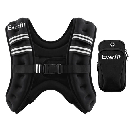 Everfit 3kg Weighted Vest Men Women, Reflective Running Vest with Armband Pouch.