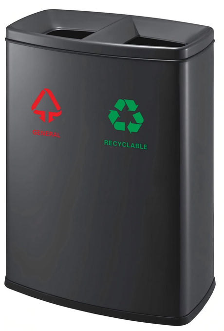 Recycle black stainless steel bin matte, 40L.