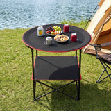 Weisshorn Folding Camping Table with 4 Cup Holders Metal Oxford 73CM Black