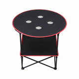 Weisshorn Folding Camping Table with 4 Cup Holders Metal Oxford 73CM Black