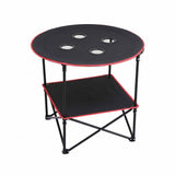 Weisshorn Folding Camping Table with 4 Cup Holders Metal Oxford 73CM Black
