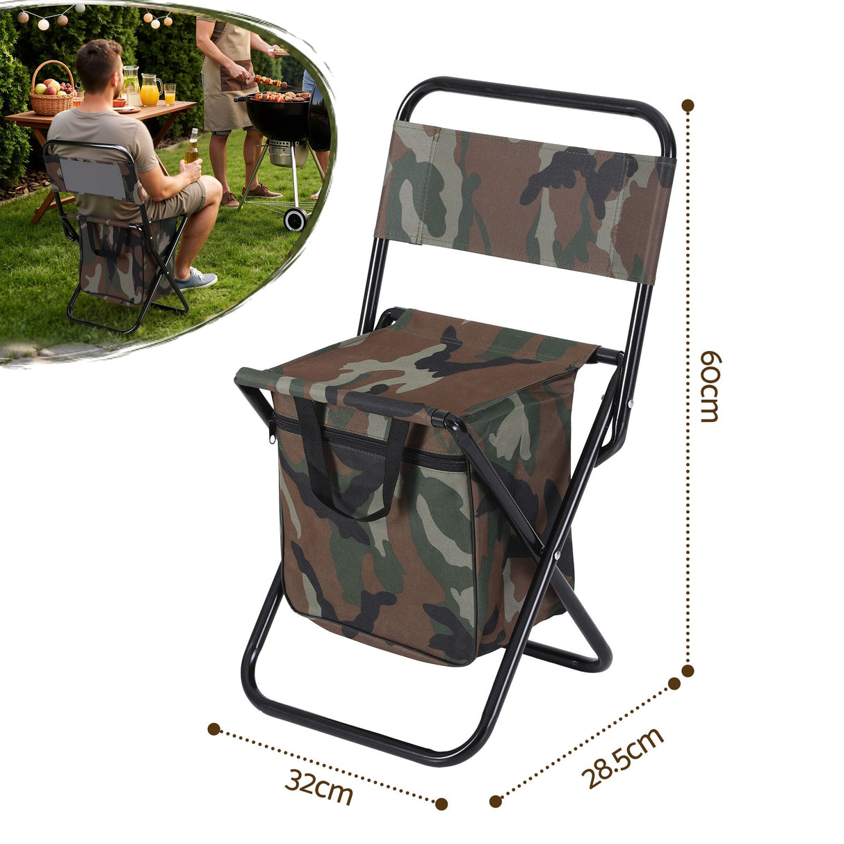 Weisshorn Camping Chair Storage Bag Foldable 600D Oxford Iron Camo 60CM