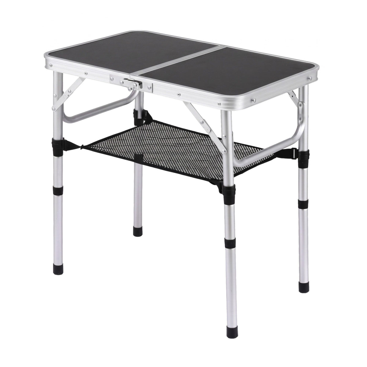 Weisshorn folding camping table, adjustable aluminium, 60 x 40 cm, black