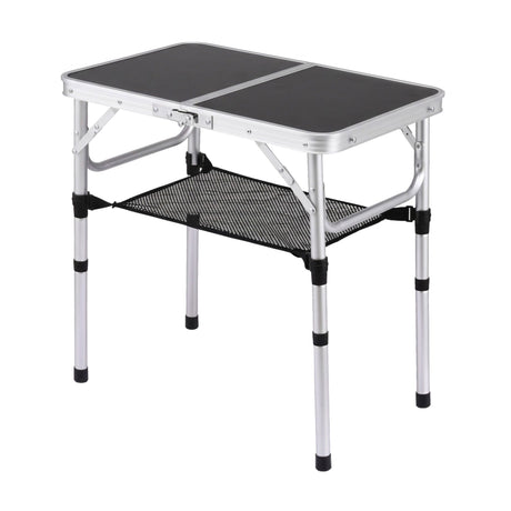 Weisshorn folding camping table, adjustable aluminium, 60 x 40 cm, black
