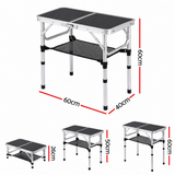 Weisshorn folding camping table, adjustable aluminium, 60 x 40 cm, black