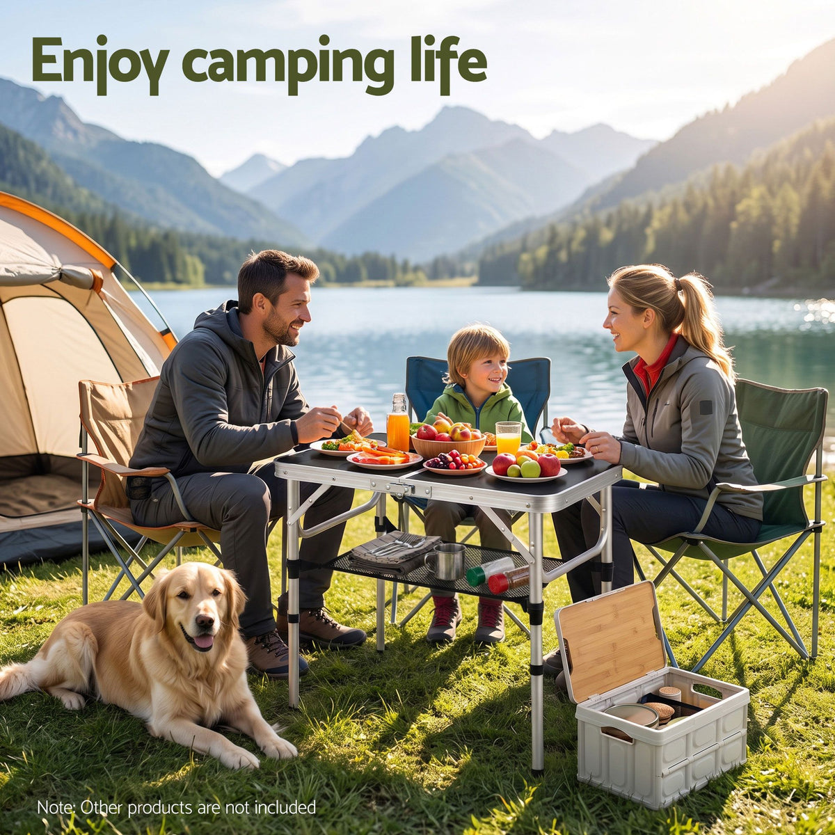 Weisshorn folding camping table, adjustable aluminium, 60 x 40 cm, black