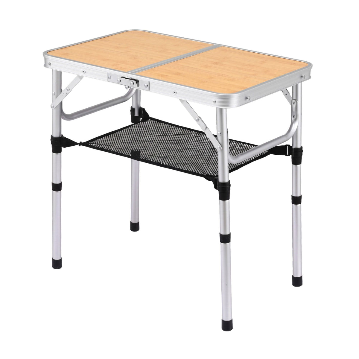Weisshorn folding camping table, adjustable aluminium, 60 x 40 cm, wood grain