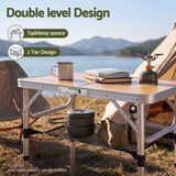 Weisshorn folding camping table, adjustable aluminium, 60 x 40 cm, wood grain