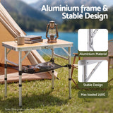 Weisshorn folding camping table, adjustable aluminium, 60 x 40 cm, wood grain
